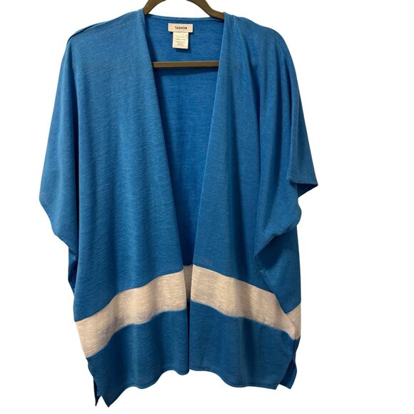 Tashon Open Front Blue & White Kimono Cardigan One Sz Open front cardigan - Picture 7 of 12